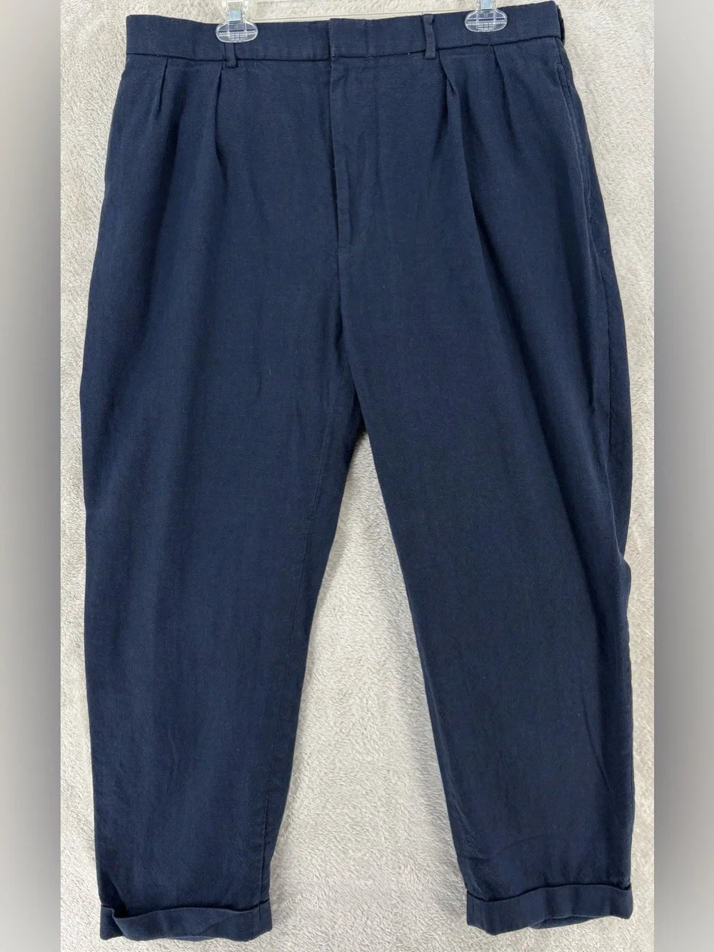Polo Ralph Lauren Men’s 38x30 Navy Blue Pleated Wool Dress Pants Cuffed